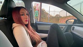 Italian milf indulges in smoking fetish while driving her car