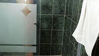 My SwingersAmateur40 stepmom sneaks risky shower sex while daddy teleworks