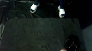 blonde teen masturbates feet in shoes