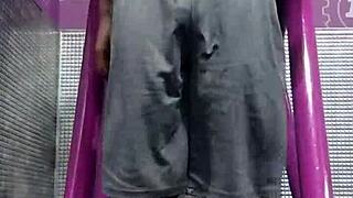 Intense workout session with roommate in dorm fitness area