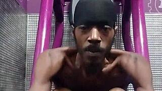 Intense workout session with roommate in dorm fitness area