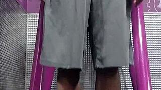 Intense workout session with roommate in dorm fitness area