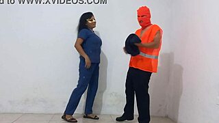 nurse in hospital gives massage to patient, latina milf keeps it professional