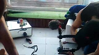 Behind Cameras: Milf Enjoys Anal Creampie with Black Cock