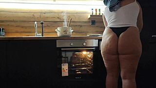 Fat Curvy MILF PAWG Shakes Big Ass in Kitchen Panties