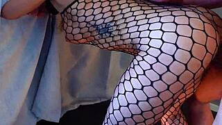 Fuck me hard in my fishnet bodysuit now