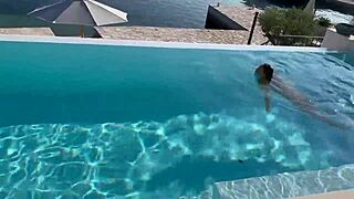 gorgeous monika fox strips naked by pool in stunning spot