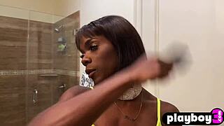 Petite Ebony Babe Ana Foxxx Strips Naked for Hot Solo Masturbation. Her Sexy Body Shines Before Fingering.