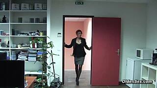 French Business Lady Mature Fucked Hard in Office with Stockings On