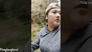 Outdoor blowjob feels amazing with tight young pussy