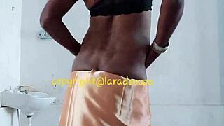indian crossdresser lara dsouza rocks orange satin saree