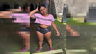 Neighbor exploits humble Morena during workout for a quick blowjob deal