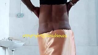 indian crossdresser lara dsouza rocks orange satin saree