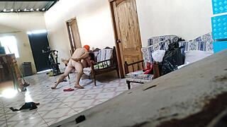 Stepmother resting on sofa gets nailed by stepson like a total whore!