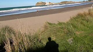 Trashy Milf Forced in See-Through at Beach!