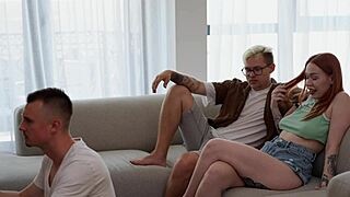 Stepmom Seduces Friend in Secret While Son Games Nearby. Can She Keep Quiet?