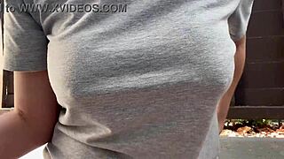 Italian MILF Smokes with Big Nipples Outdoor!