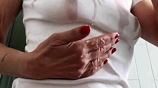 Wet t-shirt play with baby oil