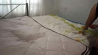 sexy stepmom cleans bedroom in thong for stepson