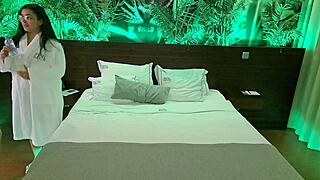 latina milf tells chubby handyman to oil her up and make her squirt