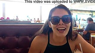 Damn! Girlfriend Masturbates in Restaurant and Strips Naked on Street!