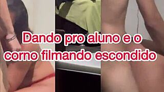 Belinha Seduces Student, Cuckold Husband Films Secretly in Closet