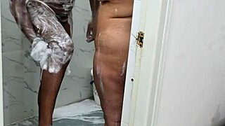 lucky asian boy enjoys steamy shower with irani milf