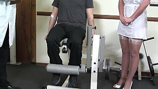 Blonde milf crushing the doctor hard.