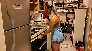 stepsister stuck in sink, i broke her ass with creampie