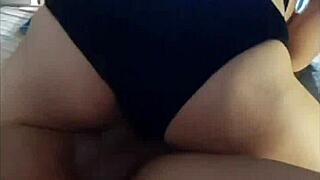 Look at this! My friend's slutty girl rides me hard while I secretly record!