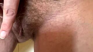 He Can't Resist Playing with My Hairy Pussy in the Shower.