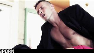 brunette milf in sensual threesome scene