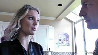 sexy wife in fishnets with big tits gets rough while husband’s away.