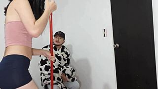 beautiful companion in tight pajamas fucked hard on her bed