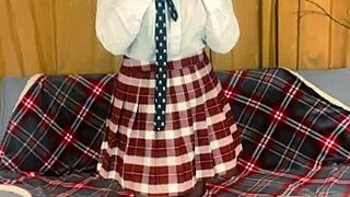 busty teacher dominating with her strapon!