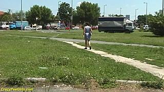 yo, check this redhead bbw milf peeing outdoors!