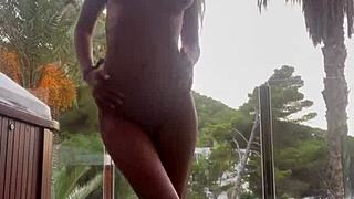 Monika Fox masturbates intensely, fingering her pussy and squirting freely