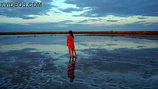 Walk On Red Sunset Of Elton Salt Lake