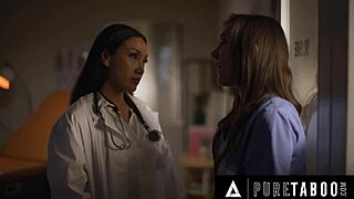 Doctor Vicki Chase Forces Nurse Sinn Sage to Guard Secret with Rough Play