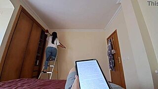 latina maid's creamy pussy seduced during massage