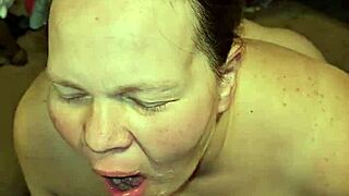 Milf with big tits gets pissed in her mouth