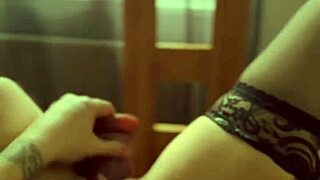 blonde flashes wet pussy with dildo and dirty talk 😈