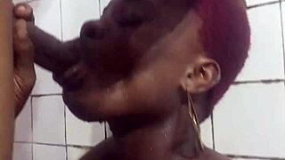 she was in the bathroom masturbating, leading to hot sex with riding, fingering, and blowjob