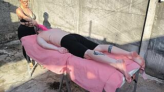 i can't believe this outdoor massage got so wild with her huge assets