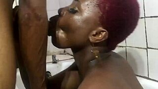 she was in the bathroom masturbating, leading to hot sex with riding, fingering, and blowjob