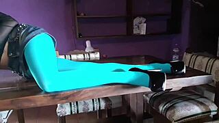 i can’t get over this milf’s sexy legs in pantyhose and heels on the table, just stunning!