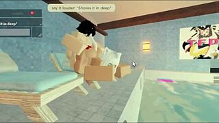 Milf Slut Bent Over Riding Monster Cock In Pool