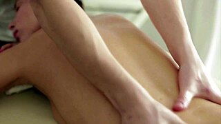 russian stud massages his girlfriend's body with hitachi, fingering her pussy and gaping her ass on bed