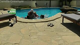 Wild Orgy Erupts in Swimming Pool with Busty Brits.