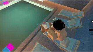 Milf Slut Bent Over Riding Monster Cock In Pool